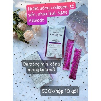 Nước uống collagen tổ yến nhau thai NMN Alshodo hộp 10 gói | Da mặt