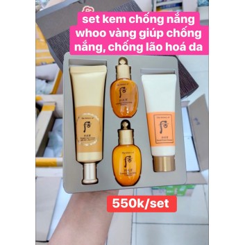 Set kem chống nắng chống nhăn Whoo vàng Wrinkle Sun Cream SPF50+/PA+++ Special | Da mặt